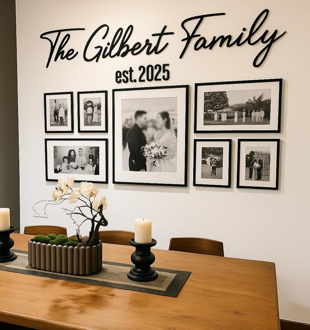 Custom Family Name Signs, Entryway Photo Wall Decor, Established Home ...