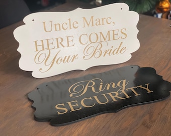 Custom Wedding Ring bearer Sign- Wedding sign- Wood Sign- Here comes the Bride-Last Chance to Run- Love of your Life-  Wedding Sign