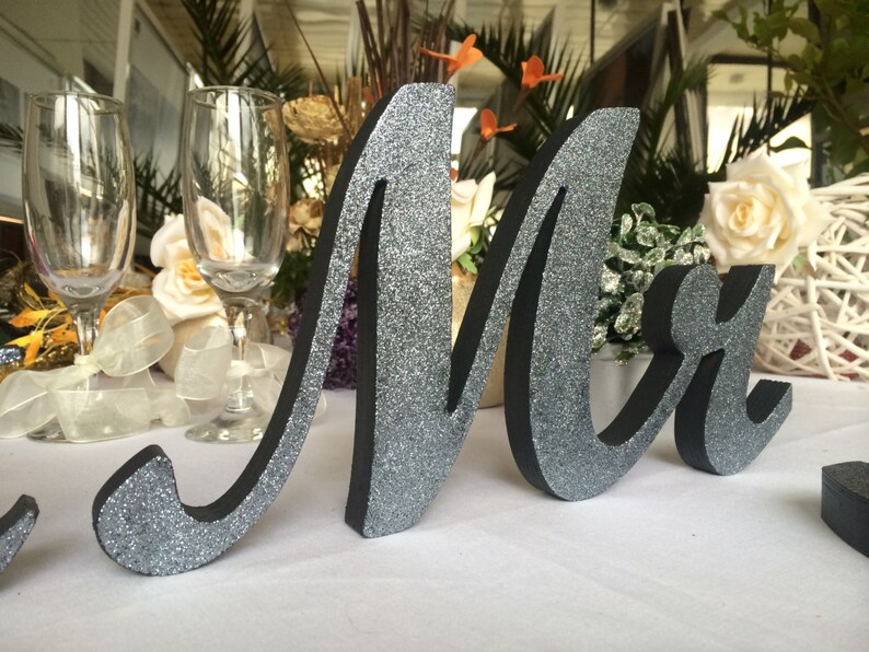 Mr & Mrs Top Table Wedding Sign Wedding Decoration. Glitter Etsy