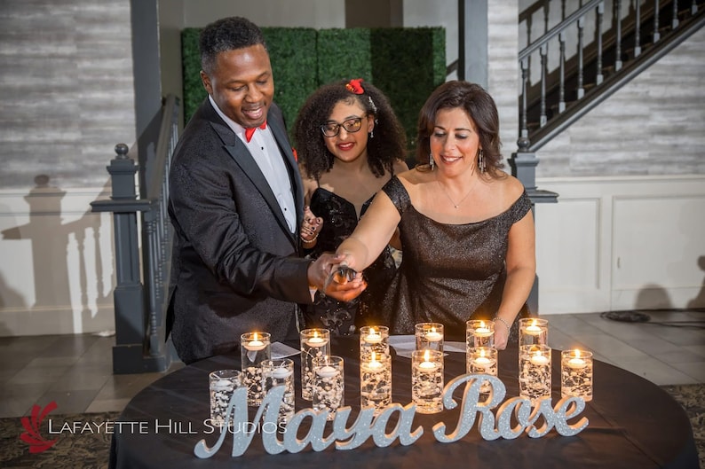 Name sign Bar or Bat Mitzvah candle lighting ceremony. Candelabra. Name sign party. Personalized sign.Kids name sign. Nursery wall sign image 2