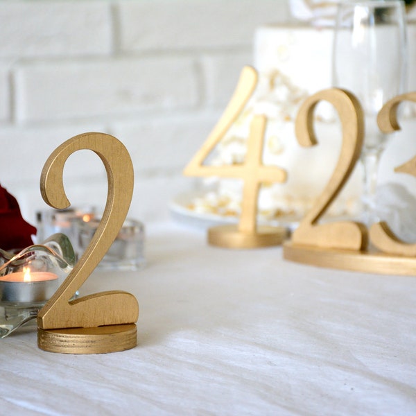 Gold Table Numbers for Wedding. Wooden signs. Table numbers wood. Party Event Decor.Table numbers Gold.