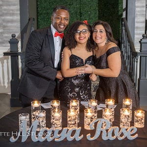 Name sign Bar or Bat Mitzvah candle lighting ceremony. Candelabra. Name sign party. Personalized sign.Kids name sign. Nursery wall sign image 1