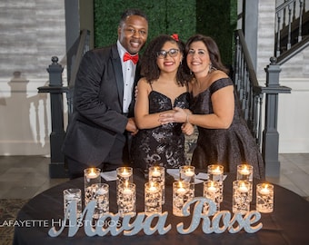 Name sign Bar or Bat Mitzvah candle lighting ceremony. Candelabra. Name sign party. Personalized sign.Kids name sign. Nursery wall sign