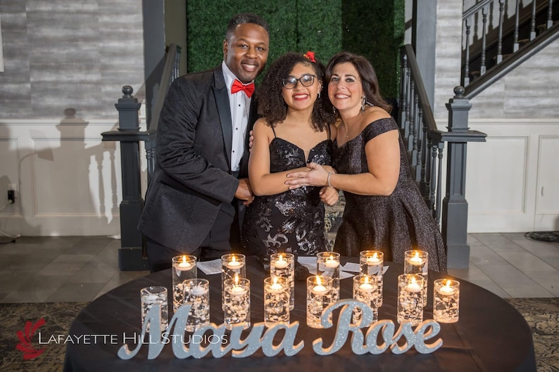 Name sign Bar or Bat Mitzvah candle lighting ceremony. Candelabra. Name sign party. Personalized sign.Kids name sign. Nursery wall sign image 1