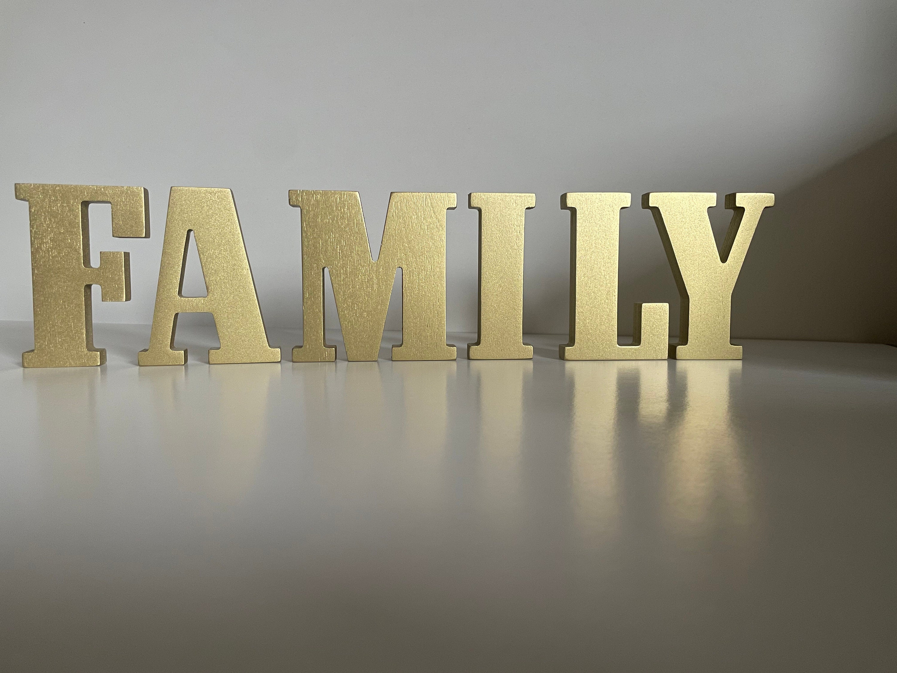 Gold FAMILY Letters, Freestanding FAMILY Decor,mantel Plywood ...