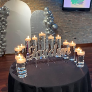 Candelabra Candle Lighting Ceremony, Bar / Bat Mitzvah standing centerpiece name decor, Custom Name Sign, Wood sign for Nursery or Teen room