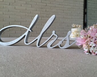 Pewter Mr and Mrs Large Thick Letters Wedding Signs for Wedding Sweetheart Table
