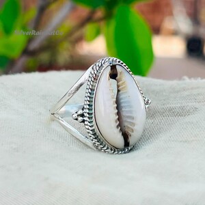 Cowrie Shell Ring, Boho Beach Statement, Handmade Adjustable Jewelry
