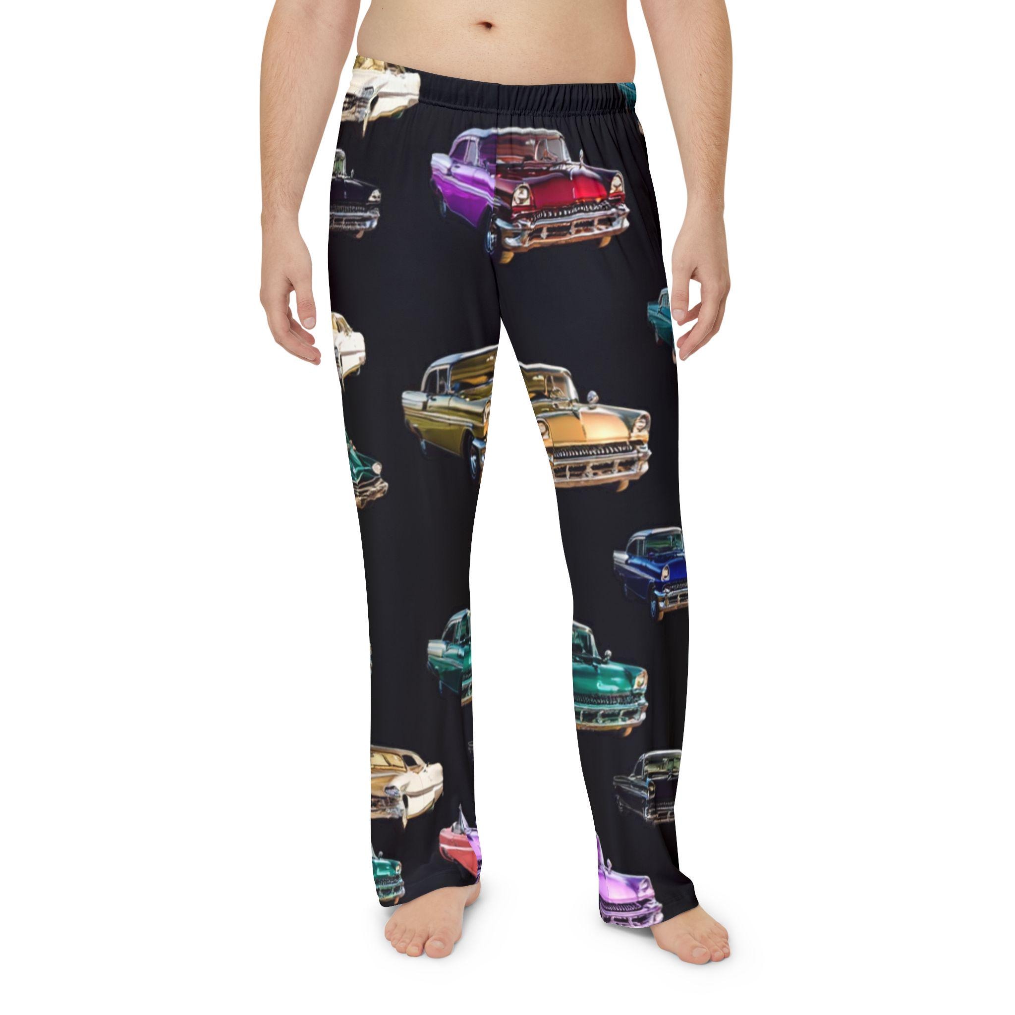 Retro Classic Cars Pajama Pants Vintage Car Pattern Lounge Bottoms