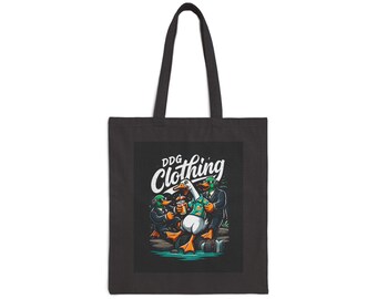 DDG Clothing Cotton Canvas Tote Bag: Duck Art Print Reusable Shopping Bag
