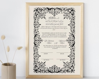 Editable Nikkah Certificate Template A4 A3| Islamic Nikah Contract PDF| Floral Nikah Nama Wedding Sign, hochzeitgeschenk,islamische hochzeit