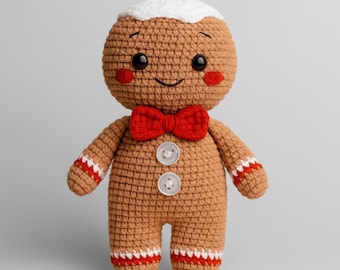 Patrón de crochet para hombrecito de jengibre amigurumi / Adorno navideño de crochet en PDF / Tutorial fácil de decoración navideña DIY