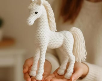 Patrón de crochet para caballo amigurumi: Tutorial de caballo blanco (archivo PDF)
