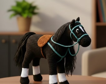 Patrón de caballo realista a crochet (PDF), peluche amigurumi, tutorial detallado