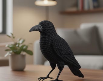 Patrón de crochet de cuervo: peluche amigurumi de cuervo negro gótico (archivo PDF)