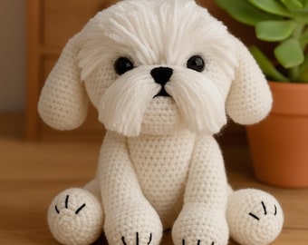 Patrón de crochet para Shih Tzu: Tutorial para hacer un perro amigurumi de peluche (archivo PDF)