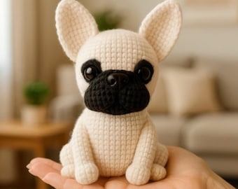 Patrón de crochet para amigurumi de bulldog francés: Peluche de perro DIY (PDF)