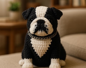 Patrón de crochet de bulldog inglés amigurumi: perro de peluche DIY (archivo PDF)