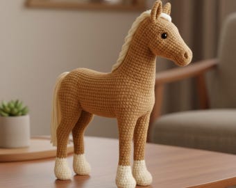 Patrón de caballo realista a crochet, caballo amigurumi de peluche, tutorial de peluche, guía paso a paso