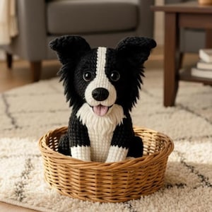 Schema all&#39;uncinetto per Border Collie Amigurumi: cucciolo di peluche adatto ai principianti (download PDF)