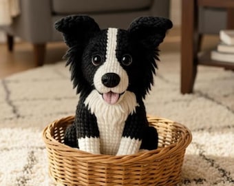Patrón de crochet para amigurumi de Border Collie: Cachorro de peluche ideal para principiantes (Descarga PDF)