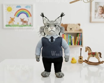 Handmade Milton Lynxley Crochet Doll, Canadian Lynx Crochet, Zootopia Pawbert Lynxley Doll, Disney Villains Doll Gift, Zootopia Plushie Gift