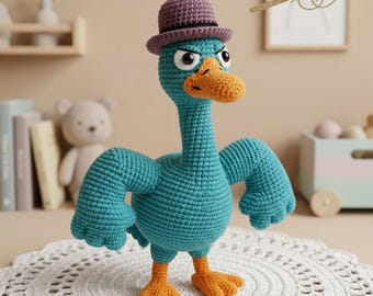 Crochet Sweary the Swan Doll, Phineas and Ferb Inspired Doll, Handmade Sweary the Swan Doll, Custom Doll Gift, Disney Plush Toys