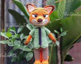 Handmade Nick Wilde Crochet Doll, Zootopia Nick Fox Doll, Judy and Nick Couple Dolls, Disney Police Amigurumi, Unique Handmade Gift