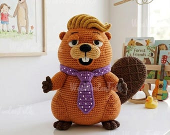 Handmade Mayor Jerry Beaver Crochet Doll, Mayor Jerry as Beaver Doll, Mayor Jerry Fan Gift, Custom Hoppers Crochet Doll, Beaver Plush Toys