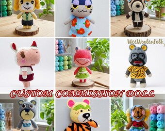 Muñeco de ganchillo de animales personalizado, peluche de personaje de juego personalizado, peluche de aldeanos animales, juguete de animales hecho a mano, juguete de peluche de animales personalizado, decoración de isla