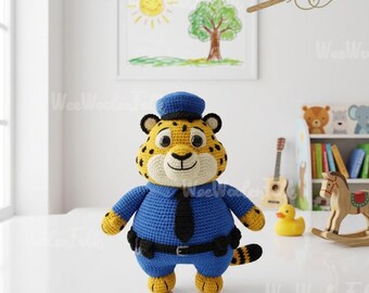 Handmade Officer Clawhauser Plush, Benjamin Clawhauser Doll, Zootopia Inspired Amigurumi, Custom Stuffed Animal, Kids Birthday Gift