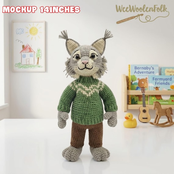 Handmade Pawbert Crochet Doll, Canadian Lynx Doll, Zootopia
