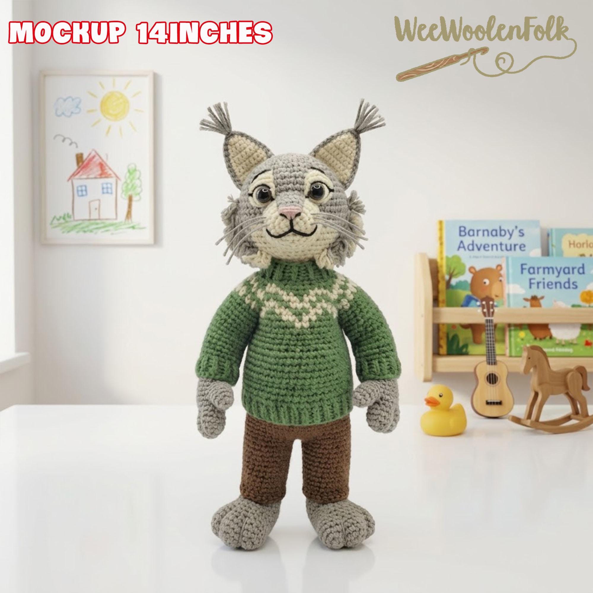 Handmade Pawbert Crochet Doll, Canadian Lynx Doll, Zootopia