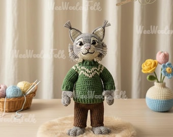 Handmade Pawbert Crochet Doll, Canadian Lynx Doll, Zootopia
