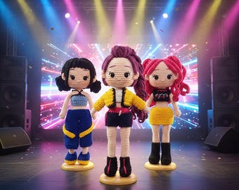KPop HUNTRIX Crochet Doll, Demon Hunters Rumi Mira Zoey Amigurumi, Custom Knit Plush Toy, Christmas Gift For Daughter, Cute Gift for Kids