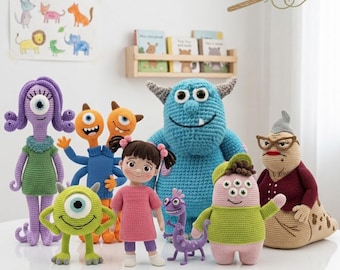 Handmade Monsters Inc. Plush Doll, Mike Crochet Doll, Boo Amigurumi Doll, Monster Sullivan Doll, Randall Boggs Plush, Monsters Plush Toys