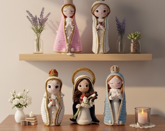 Handmade Virgin Mary Amigurumi Doll, Crochet Blessed Mother Plush, Catholic Religious Gift, Marian Home Decor, Saint Mary Figure