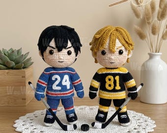 Handmade Hockey Romance Crochet Doll, Hollanov Couple Crochet Dolls, Movie Inspired Amigurumi, Sports Romance Fan Gift, LGBT Crochet Gift