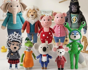 Animal Singer Crochet Dolls, Crochet Musical Cartoon Doll, Sing Movie Inspired Crochet Doll, Singing Animal Plush Toys, Handmade Plush Gift
