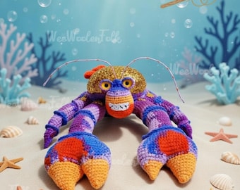 Handmade Tamatoa Crochet Doll, Tamatoa Plush Toys, Tamatoa Stuffed Doll, Tamatoa Crab Amigurumi, Moana Tamatoa Figure, Crochet Crab Doll