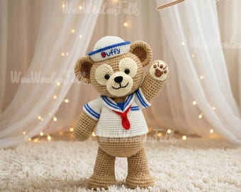 Custom Duffy Bear Crochet Doll, Duffy Bear Handmade Amigurumi, Disney Duffy Crochet Gift, Custom Disney Amigurumi, Handmade Doll Gift