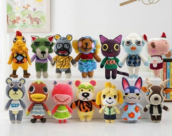 Peluche de animales de ganchillo, peluche de personaje de juego personalizado, muñeco de aldeano pato, peluche de aldeano perro, peluche de animal de juego lobo, muñecos de ganchillo de ACNH