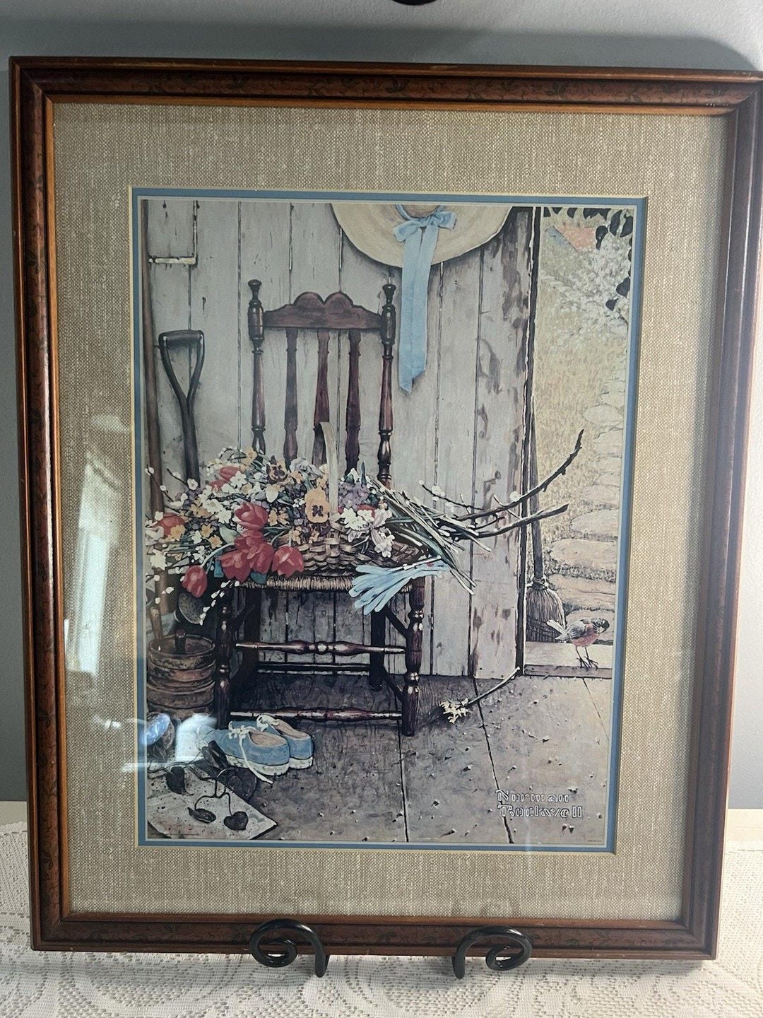 Vintage 1969 Spring Flowers Norman Rockwell Matted and Framed ...