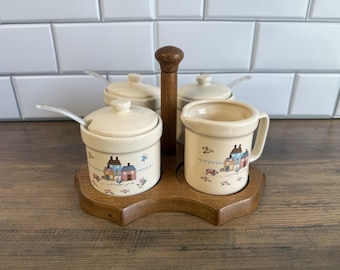 Vintage RARE Heartland Sugar & Creamer Set w/stand Cottage Core Farmhouse