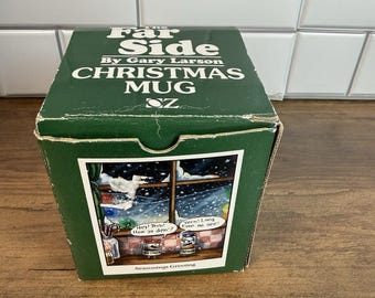 Far Side Gary Larson Christmas Coffee Mug Seasonings Greeting 1993 Boxed