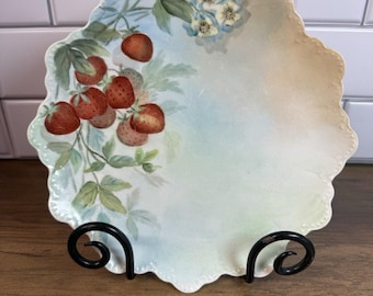 Antique Rosenthal Malmaison Cabinet Plate Hand Painted Strawberry Berry Bavaria