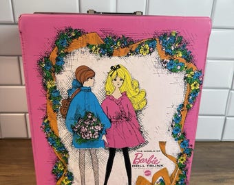 Vintage 1968 Mattel The World of Barbie Doll Trunk Case Pink Made in USA