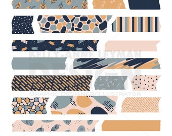 Clipart de cinta washi digital, cinta washi imprimible, moderna, abstracta, scrapbooking digital, gráficos vectoriales, descarga digital, uso comercial