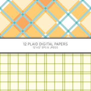 Pastel Plaid Digital Paper, Buffalo Plaid Scrapbook Paper, Check Paper ...