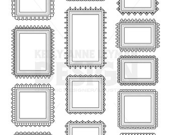 Conjunto de imágenes prediseñadas de marcos ornamentados, etiquetas digitales, gráficos vectoriales (descarga digital)